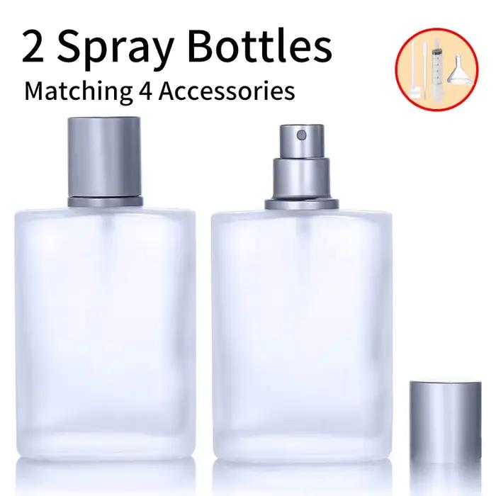 Flacon pulvérisateur vide en verre dépoli, 2 pièces + 4 accessoires, 50ml/1.69 Oz, atomiseur de parf