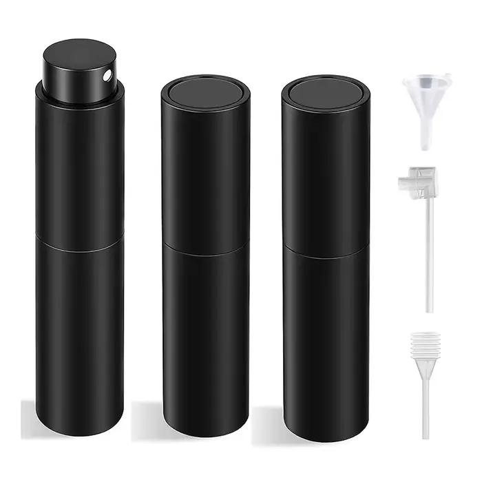 Lot de 3 flacons de parfum de voyage rechargeables noirs de 10 ml - Atomiseur de Cologne portable, l