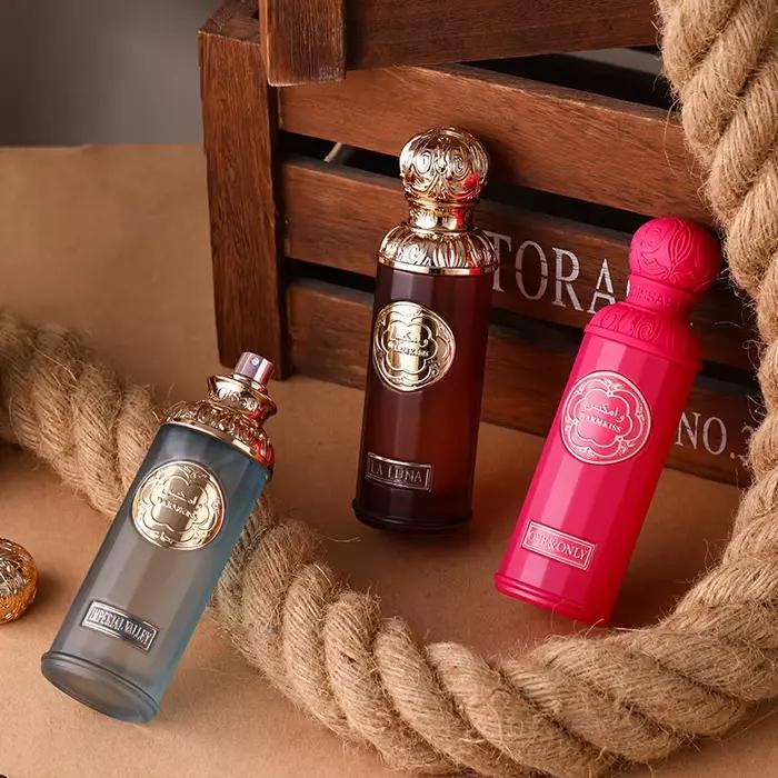 Parfum élégant en verre avec capuchon doré, fragrance boisée orientale fraîche, parfum longue durée pour hommes et femmes, usage quotidien