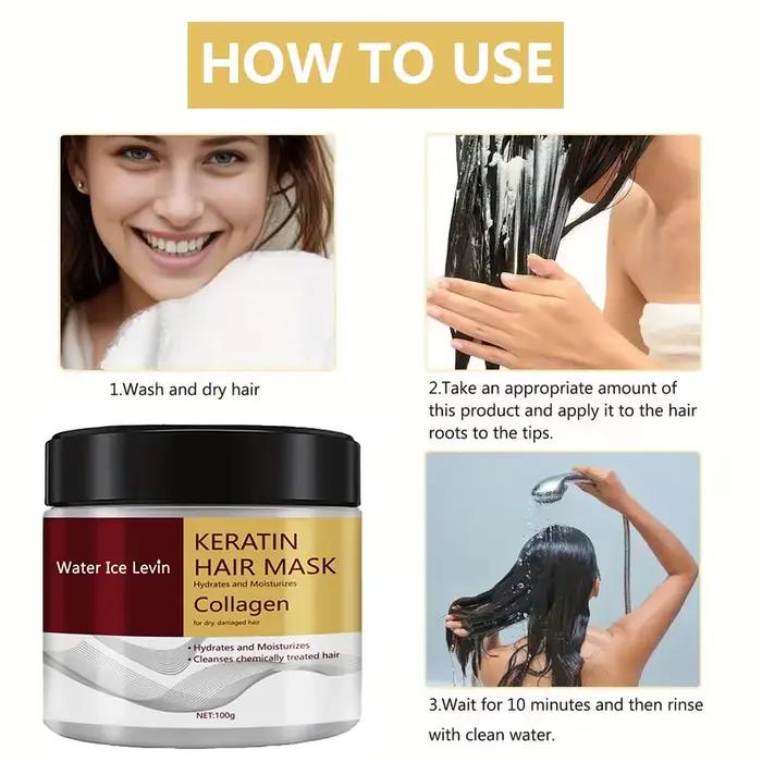 Masque capillaire hydratant et réparateur à la kératine pour cheveux secs et abîmés tout type chevelure nourrissant et réparateur occasions quotidiennes et spéciales