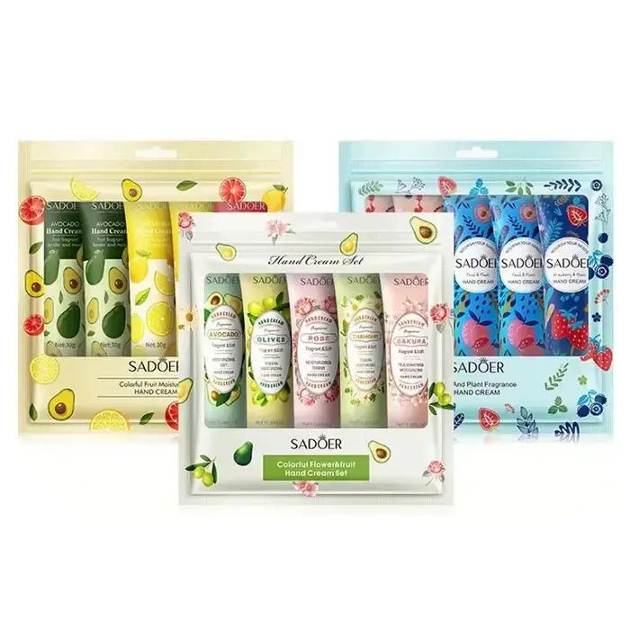 Ensemble de 5 crèmes pour les mains parfumées aux fruits, hydratantes, réparatrices, anti-dessèchement, produits de soin de la peau des mains