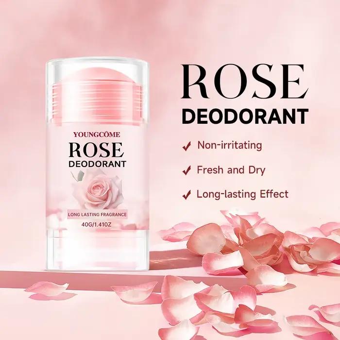 Bâton déodorant rose Rose Essentials, parfum longue durée, huile déodorante, crème pour rencontres, parfum rafraîchissant pour aisselles