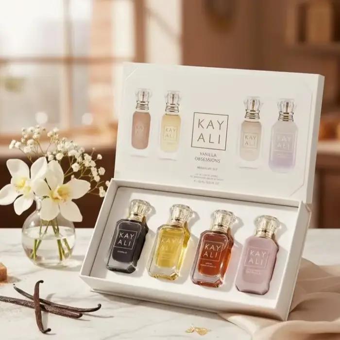 Ensemble de parfums unisexes KAYALI 4*10ml Longue durée Frais Doux Élégant Floral Fruité Musc Parfum naturel Deux senteurs Vanille Royale