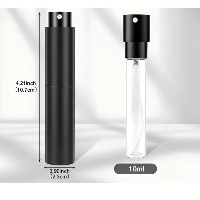 Lot de 3 flacons de parfum de voyage rechargeables noirs de 10 ml - Atomiseur de Cologne portable, livré avec 3 outils de distribution, anti-fuite - Essentiels de voyage unisexes, noir mat