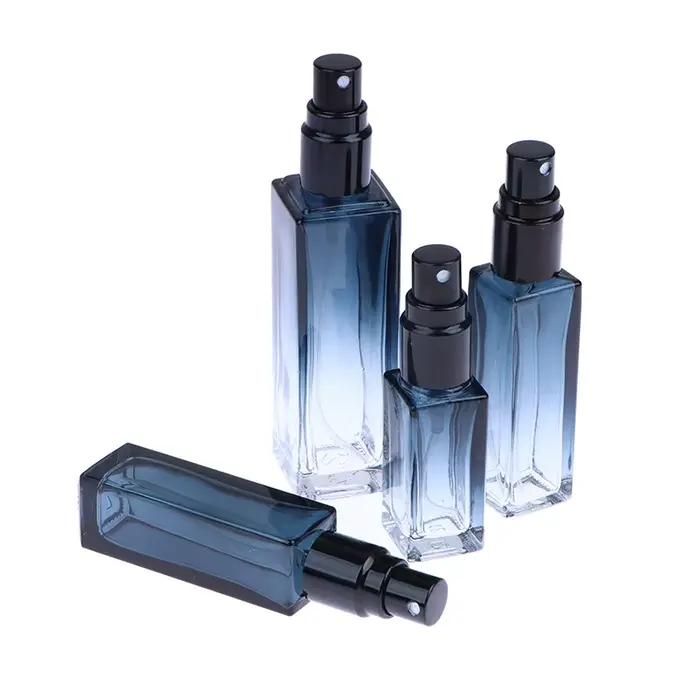 Bouteille de parfum bleu dégradé 5ml 9ml 20ml, flacon pulvérisateur de parfum, atomiseur en verre vide, bouteille cosmétique de voyage