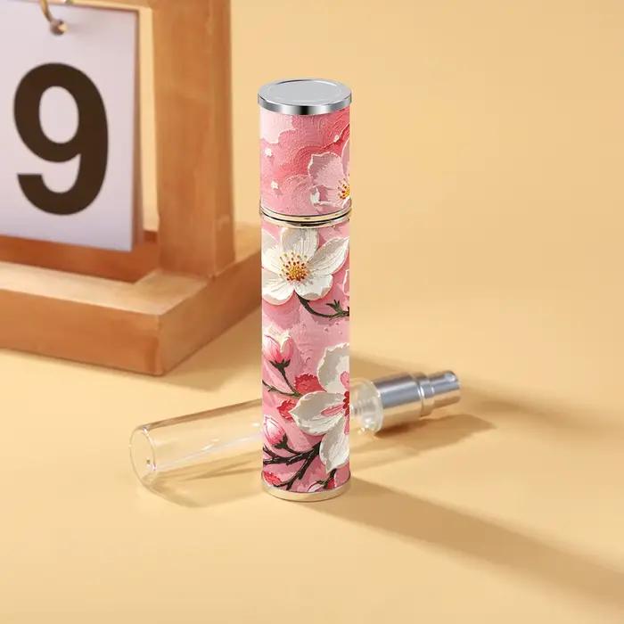 Bouteille de parfum rechargeable en cuir PU kaki foncé bleu profond pour femme occasions spéciales vaporisateur floral durable rechargeable étanche