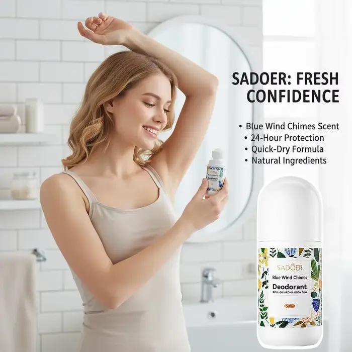  Déodorant SADOER Parfum Rose Romantique Roll-On Arôme Corps Brume Bleue Carillons de Vent