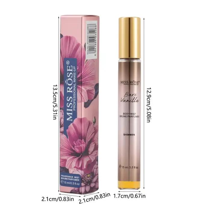 Spray parfumé sans alcool Miss Rose senteur fruitée scintillante pour femmes et hommes format voyage occcasionnels