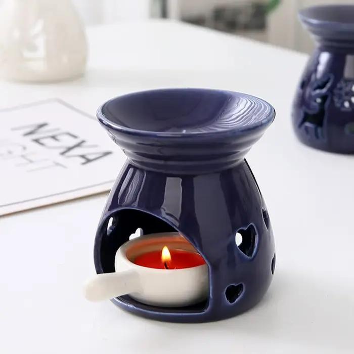 Brûleur de cire électrique en porcelaine polyvalent pour salon base d'encens avec cuillère diffusion aromathérapie ambiance relaxante occasions spéciales