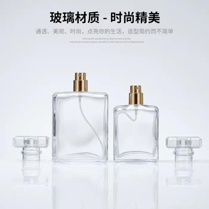 Flacon pulvérisateur de parfum en verre carré plat 30/50/100 ml