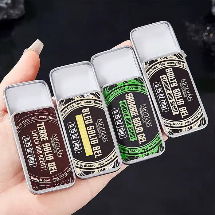 Coffret de parfums solides pour homme, senteur ébène fraîche et douce, 4 baumes parfumés portables longue durée, parfum quotidien charmant pour l'extérieur