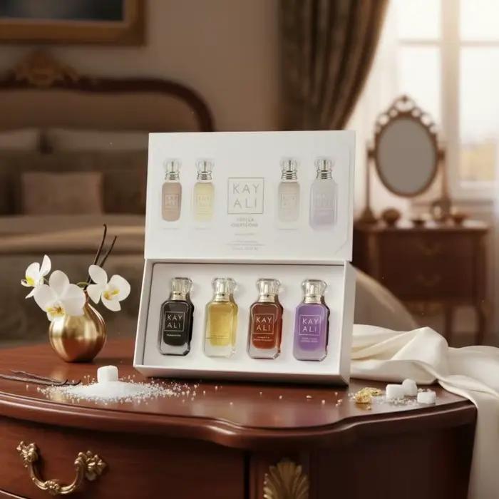 Ensemble de parfums unisexes KAYALI 4*10ml Longue durée Frais Doux Élégant Floral Fruité Musc Parfum naturel Deux senteurs Vanille Royale