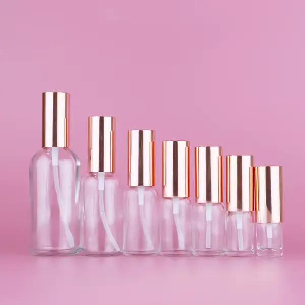 Flcopropriété pulvérisateur de parfum portable, bouteille en verre clair, rose rose, pulvérisateur c