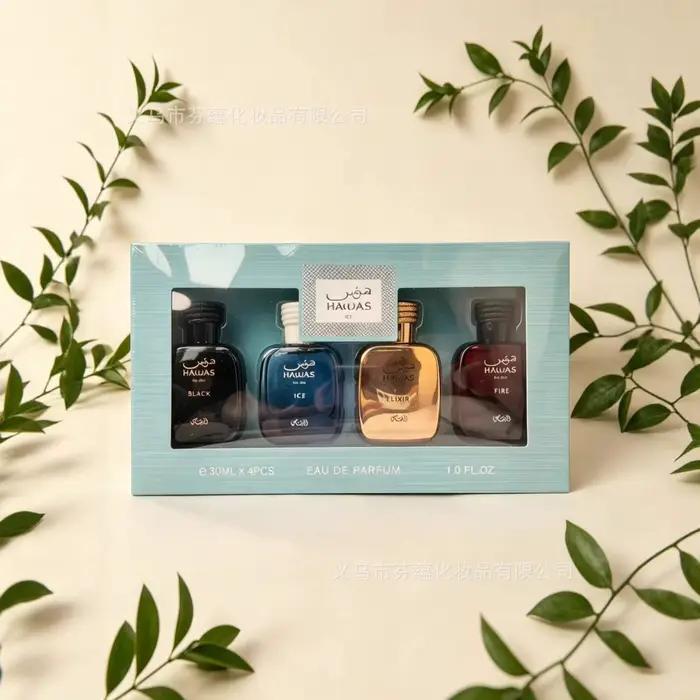 Coffret cadeau de parfum hawaïen unisexe pour homme et femme avec 4 flacons de 30ml contenant un parfum floral de haute qualité pour toutes les occasions