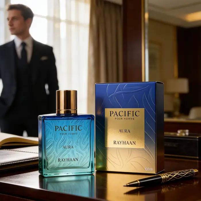 Parfum Rayhaan Pacific Aura Pour Homme Eau de Parfum Marine Boisée Longue Durée Unisexe Occasions Spéciales