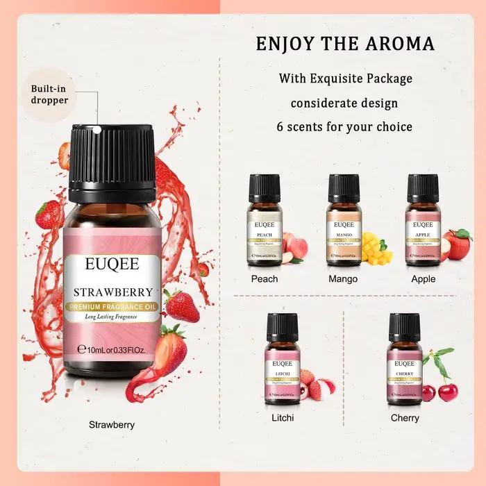 EUQEE – ensemble d'huiles parfumées Premium pour hommes et femmes, 6x10ml, huile essentielle parfumée pour diffuseur, aromathérapie, fabrication de bougies, savon de bricolage